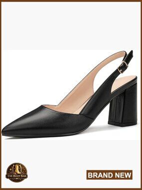Slingback Low Heel Pumps Chunky Block Heel Closed Toe Dress Shoes Women M